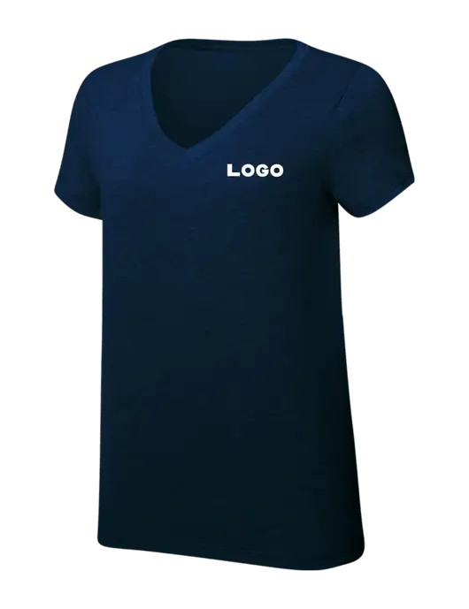 Womens Simply Soft V-Neck New Navy 4.5oz  Poly/Combed Ring Spun Cotton T-Shirt w/Logo