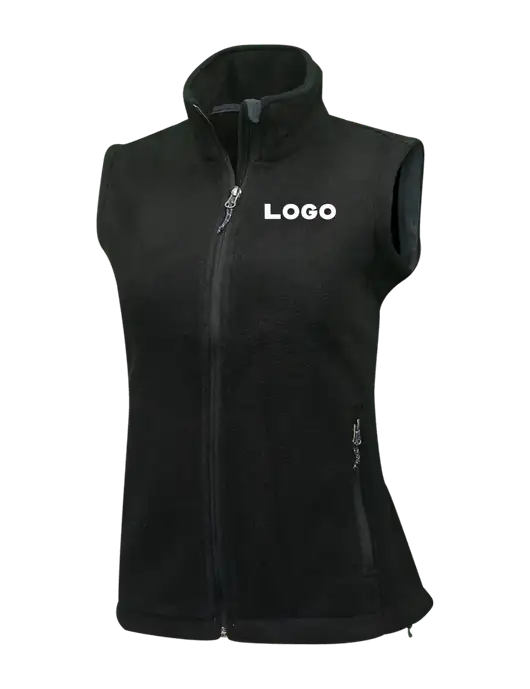 Womens Black Fleece Vest w/Logo