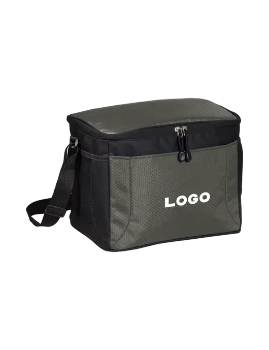 12 Can Grey/Black Cube Cooler w/Logo
