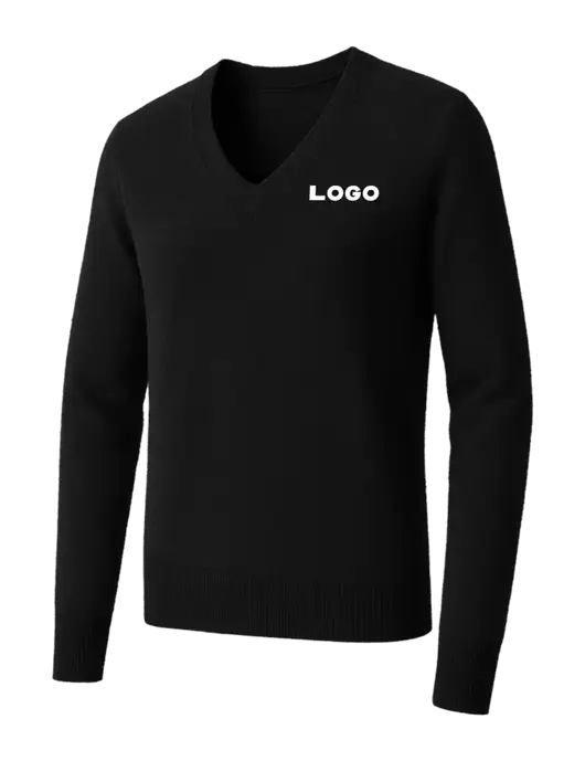 Brooks Brothers Womens Black Washable Merino V-Neck Sweater w/Logo