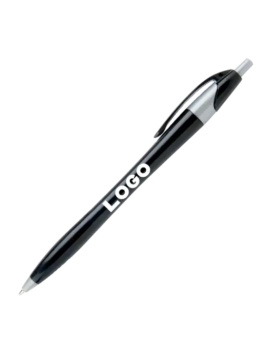 Novella Black/Silver Corporate Pen - Blue Ink w/Logo