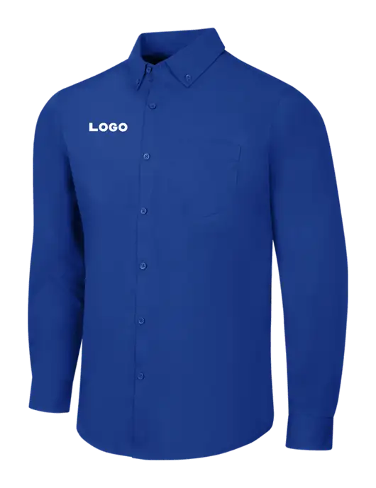 Dark Royal Long Sleeve Carefree Poplin Shirt w/Logo
