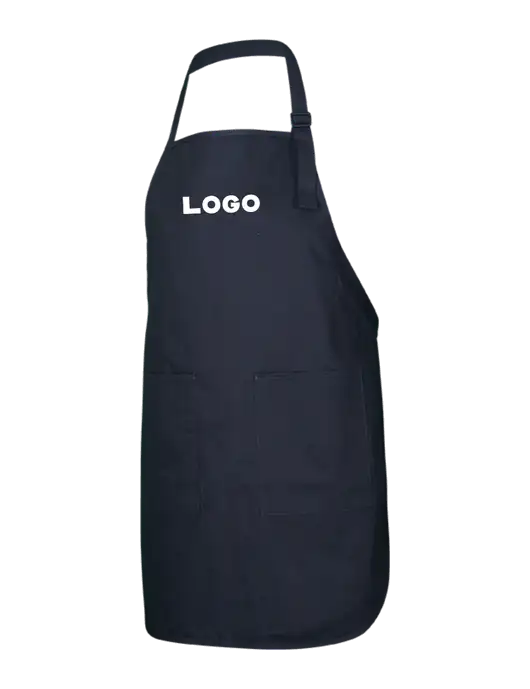 Full-Length Black Apron With Pockets w/Logo