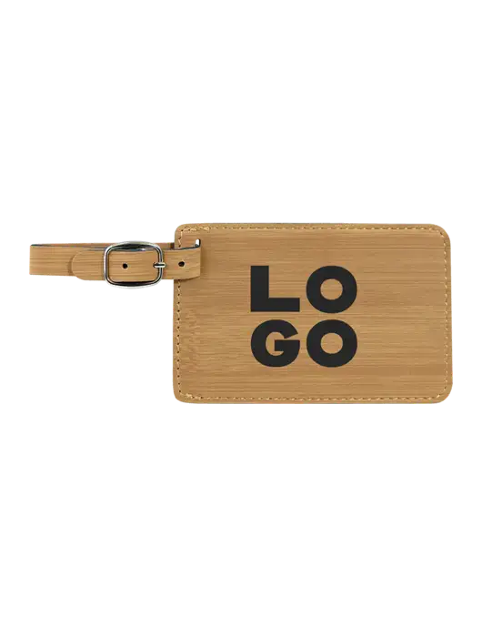 Bamboo Leatherette Luggage Tag w/Logo