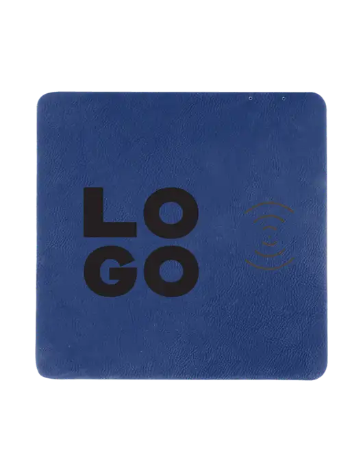 Light Navy Blue Laserable Leatherette Phone Charging Mat w/Logo