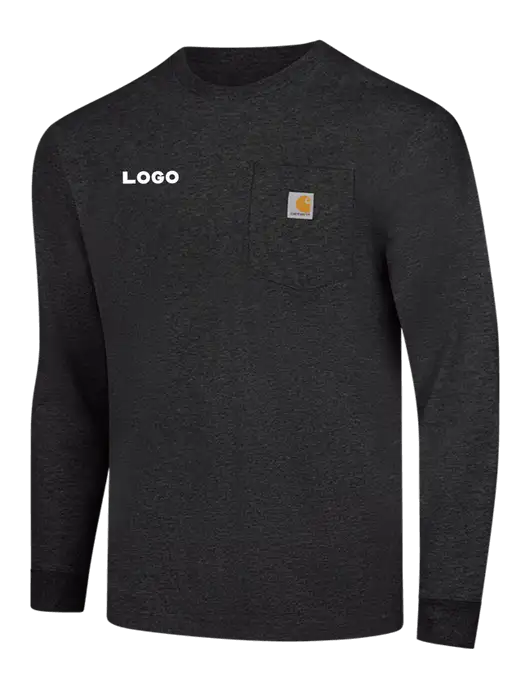 Carhartt Dark Grey Heather Workwear Pocket Long Sleeve T-Shirt w/Logo