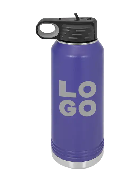 Polar Camel 32 oz Powder Coated Purple Vacuum Insulated Water Bottle w/Logo