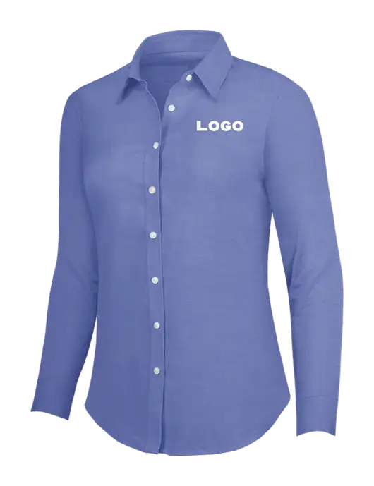 Navy Womens SuperPro Oxford Shirt w/Logo