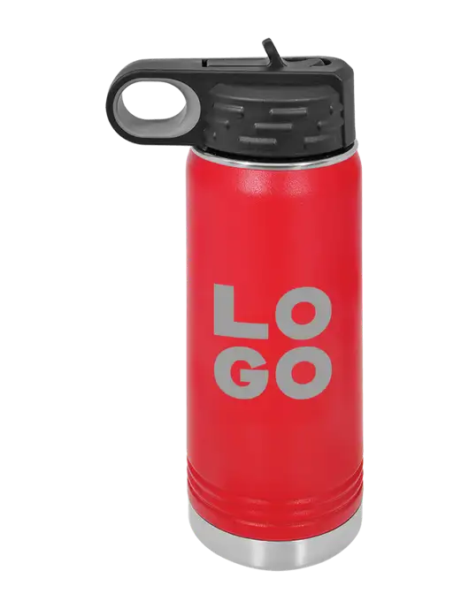 Polar Camel 20 oz Powder Coated Red Vacuum Insulated Water Bottle w/Logo