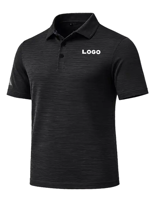 Adidas Black Textured Stripe Polo w/Logo