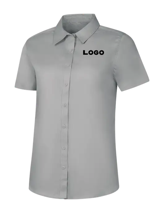 Womens Light Grey Short Sleeve Superpro React Twill Shirt w/Logo