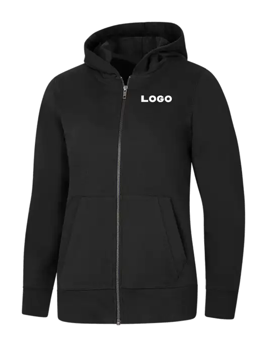 Womens Black Re-Fleece Full-Zip Hoodie w/Logo
