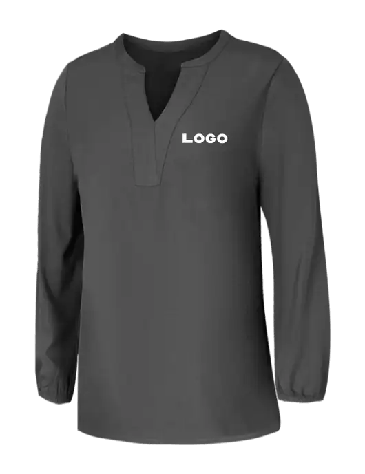 Mercer+Mettle Womens Dark Grey Stretch Crepe 3/4 Sleeve Blouse w/Logo