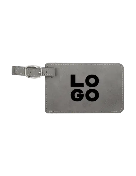 Grey Leatherette Luggage Tag w/Logo