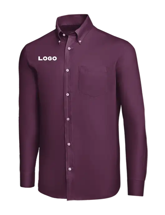 Brooks Brothers Eggplant Wrinkle-Free Stretch Nailhead Shirt w/Logo