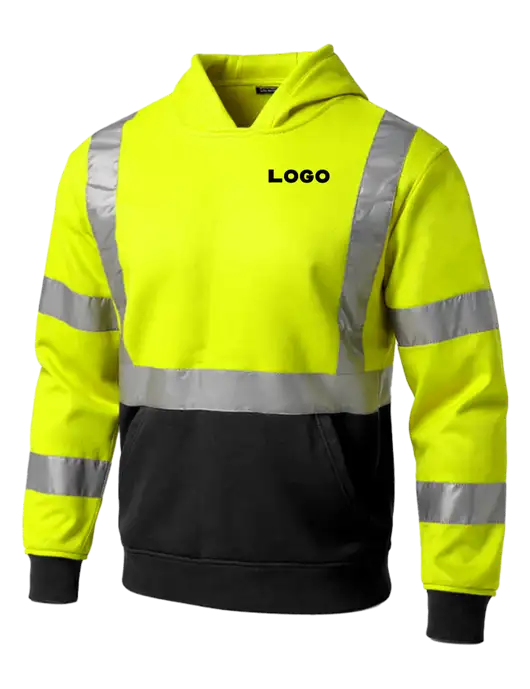 CornerStone Safety Yellow ANSI 107 Class 3 Heavy Fleece Pullover Hoodie w/Logo