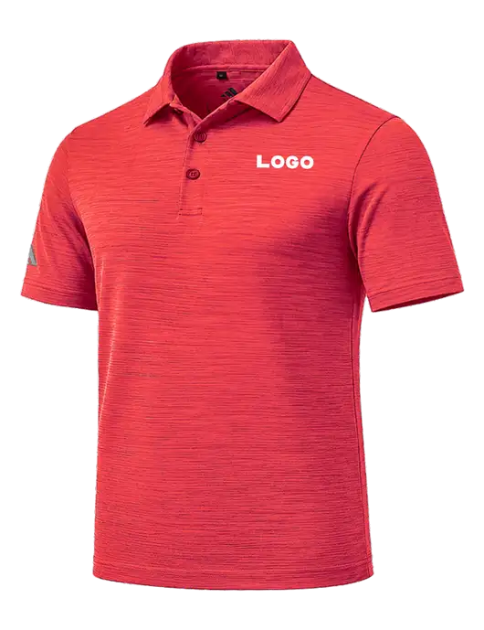 Adidas Red Textured Stripe Polo w/Logo