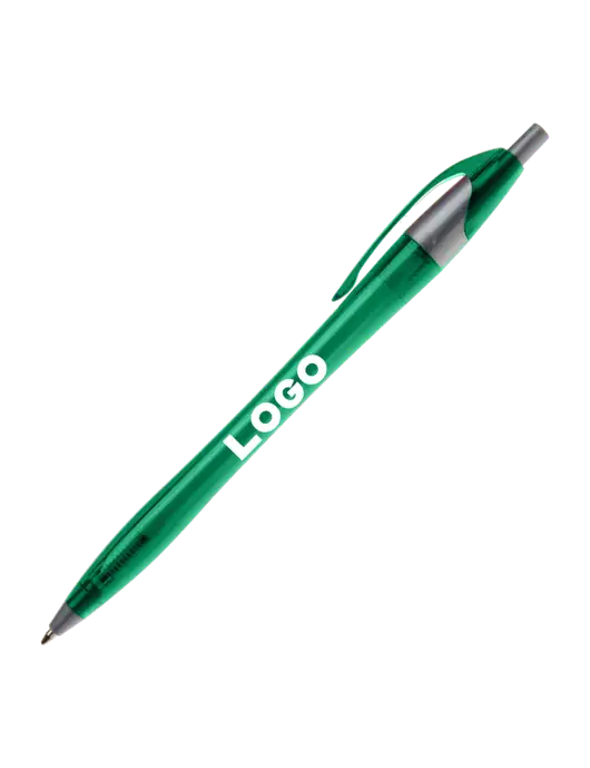 Novella Translucent Green/Silver Jewel Pen - Blue Ink w/Logo