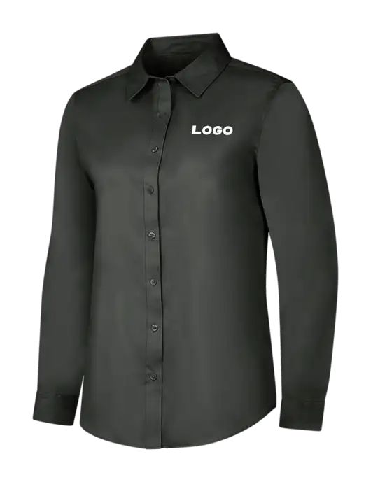 Dark Grey Womens Long Sleeve Superpro React Twill Shirt w/Logo