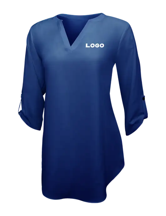 Dark Royal Womens 3/4 Sleeve Tunic Blouse w/Logo