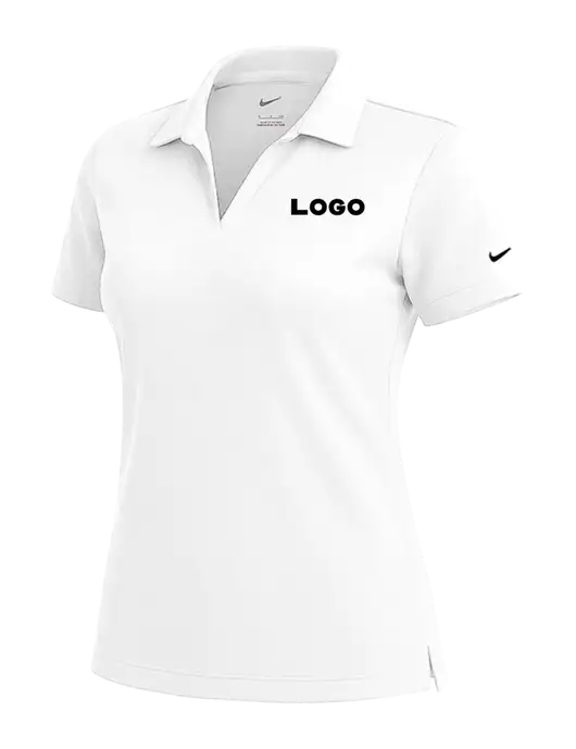 NIKE White Womens Dri-Fit Micro Pique Polo w/Logo