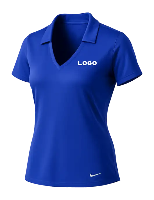 NIKE Dark Royal Womens Dri-Fit Vertical Mesh Polo w/Logo