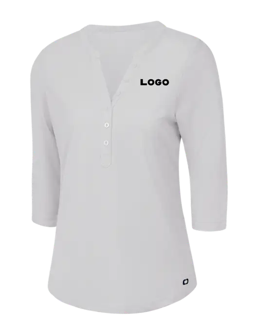 OGIO Bright White Jewel Henley w/Logo