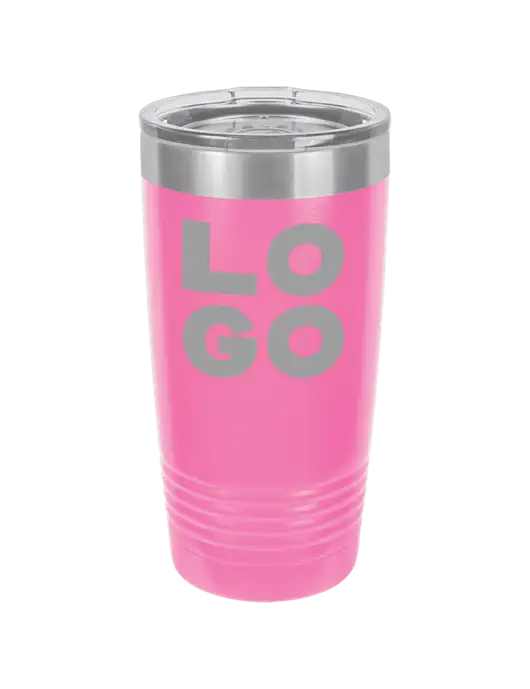 Polar Camel 20 oz Powder Coated Pink Vacuum Insulated Tumbler w/Logo