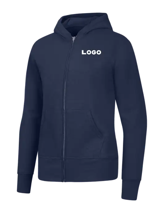 Navy Womens Core Fleece Full-Zip Hooded Sweatshirt w/Logo