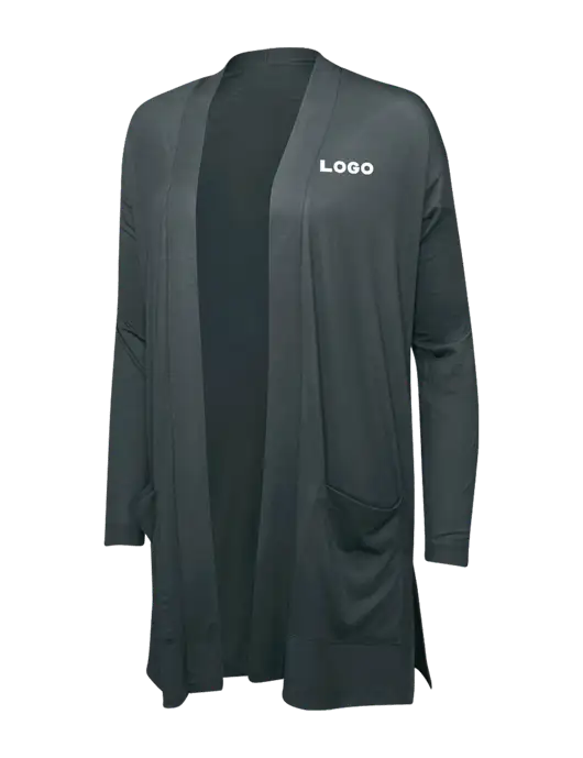 Smoke Grey Womens Concept Long Pocket Cardigan w/Logo