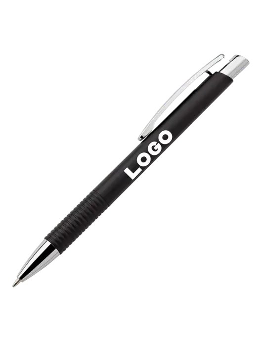 Malay Black Ballpoint Pen - Blue Ink w/Logo