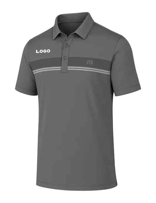 TravisMathew Medium Grey Glenview Stripe Polo w/Logo