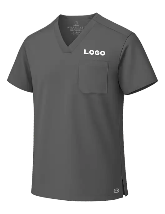 Wink Pewter Unisex WorkFlex Chest Pocket V-Neck Top  w/Logo