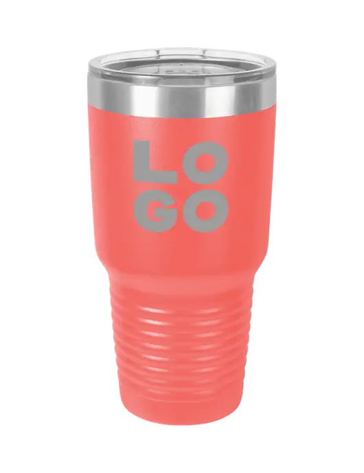 Polar Camel 30 oz Powder Coated Coral Vacuum Insulated Tumbler  w/Logo