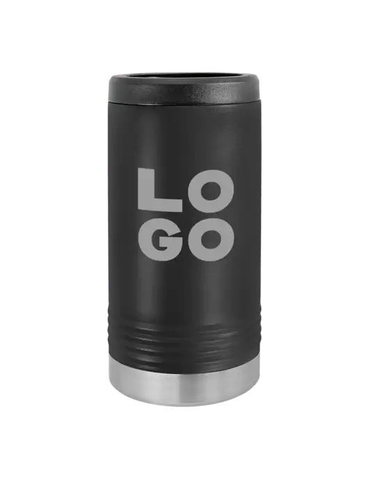 Polar Camel Powder Coated Black Vacuum Insulated Slim Beverage Holder w/Logo