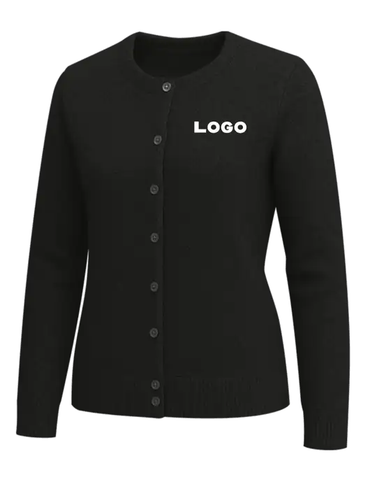 Brooks Brothers Womens Black Washable Merino Cardigan Sweater w/Logo