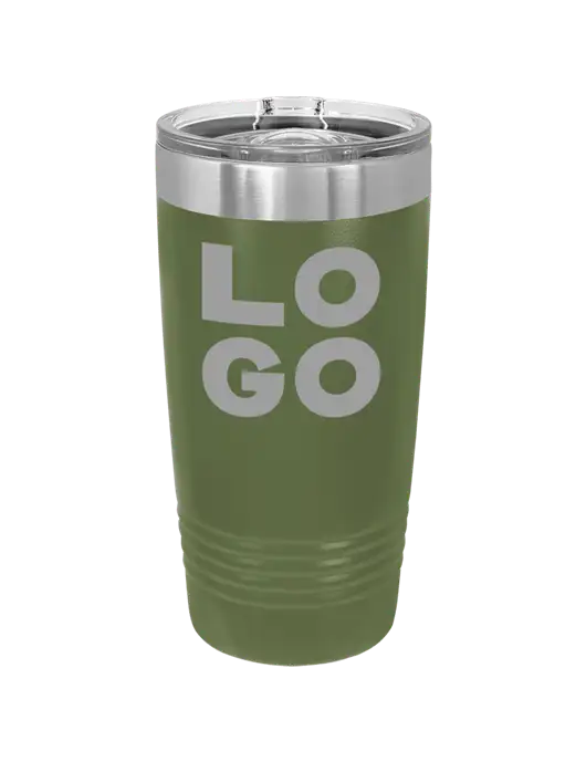 Polar Camel 20 oz Powder Coated Military Green Vacuum Insulated Tumbler w/Logo
