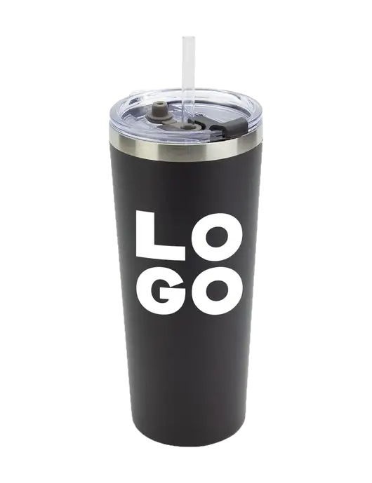 Brighton Black 20 oz Insulated Tumbler & Straw w/Logo