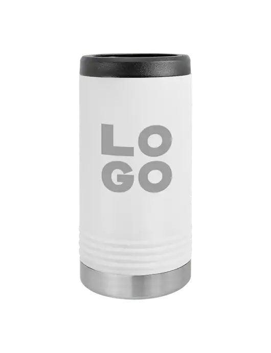 Polar Camel Powder Coated White Vacuum Insulated Slim Beverage Holder w/Logo