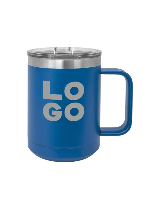 Polar Camel 15 oz Powder Coated Royal Vacuum Insulated Mug with Slider Lid w/Logo