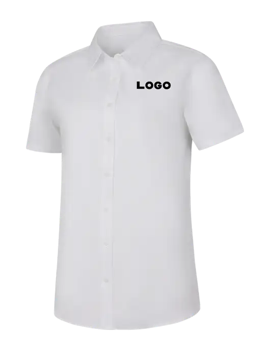Womens White Short Sleeve Superpro React Twill Shirt w/Logo