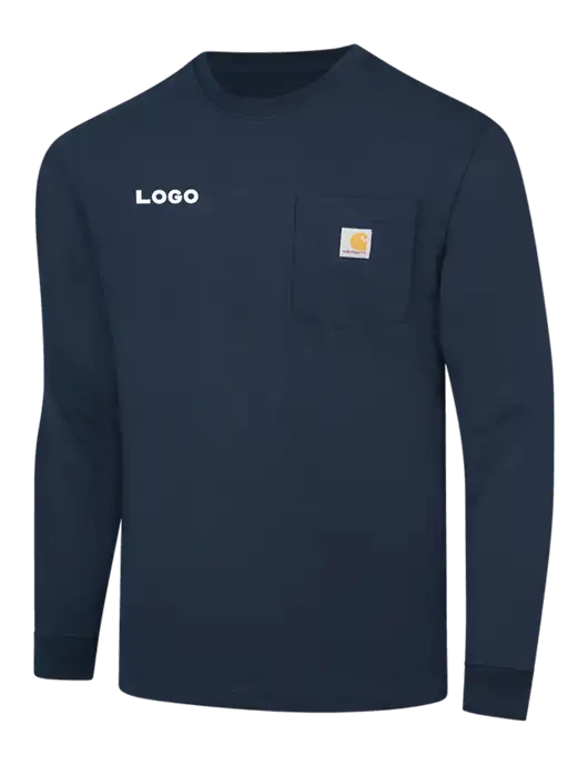 Carhartt Navy Workwear Pocket Long Sleeve T-Shirt w/Logo