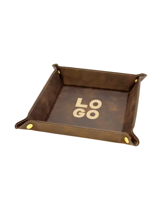 Rustic Leatherette Valet Tray, 6 x 6 w/Logo