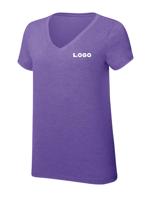 Womens Simply Soft V-Neck Purple Frost 4.5oz  Poly/Combed Ring Spun Cotton T-Shirt w/Logo