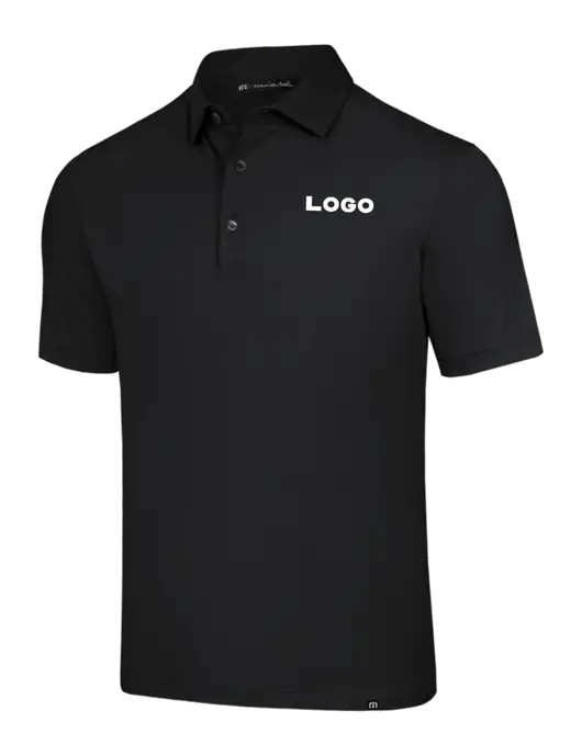 TravisMathew Black Glenview Solid Polo w/Logo