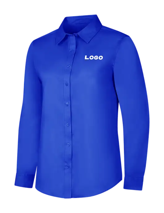 Womens Long Sleeve Dark Royal Superpro React Twill Shirt w/Logo