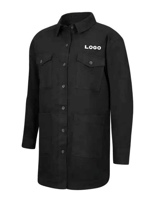 Mercer+Mettle Womens Black Long Sleeve Twill Overshirt w/Logo
