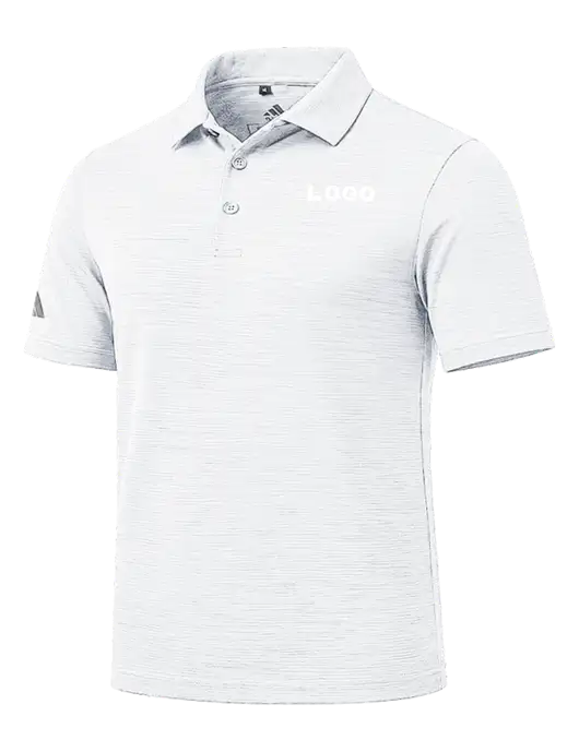 Adidas White Textured Stripe Polo w/Logo