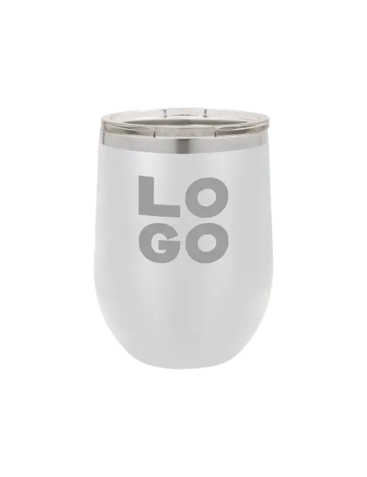 Polar Camel 12 oz Powder Coated White Vacuum Insulated Stemless Wine Tumbler w/Logo