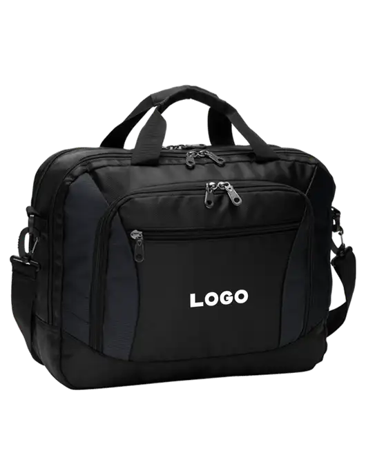 Commuter Black Laptop Briefcase w/Logo